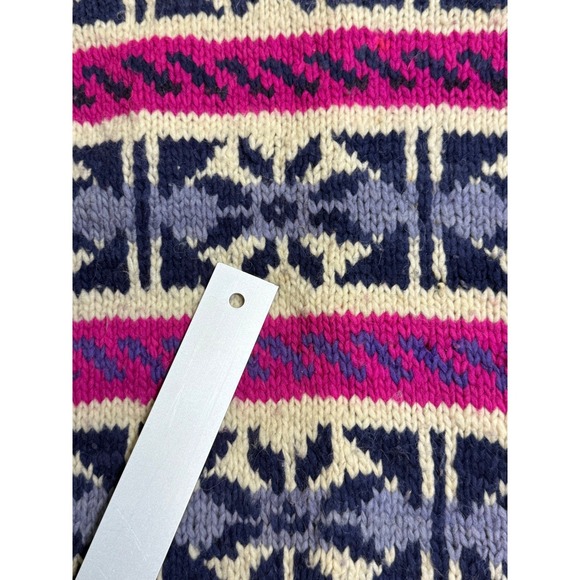 Carabuela VTG 90s 100% Wool Fair Isle Sweater Snowflake Chunky Knit Med / Lar - Picture 4 of 10